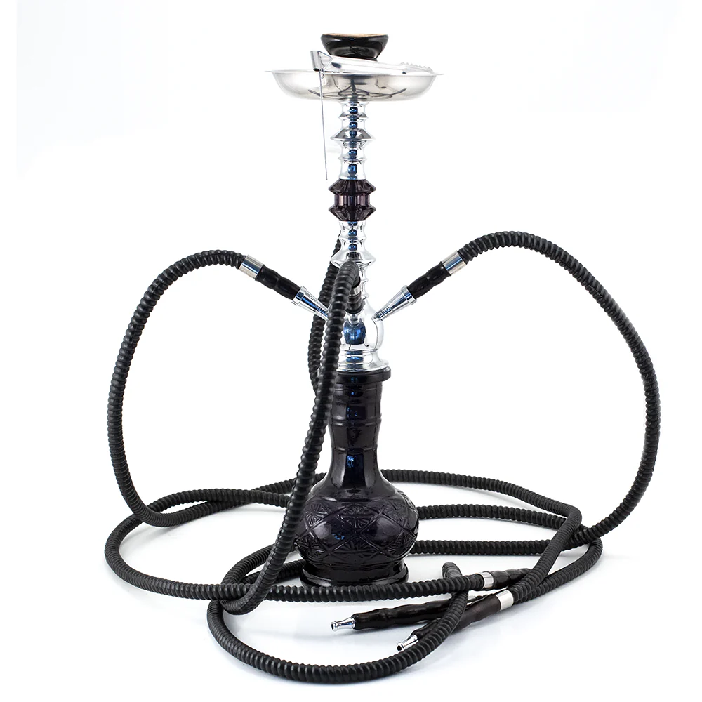 HOOKAH - 4 HOSE - 51CM - BLACK METAL N' GLASS - Image 2