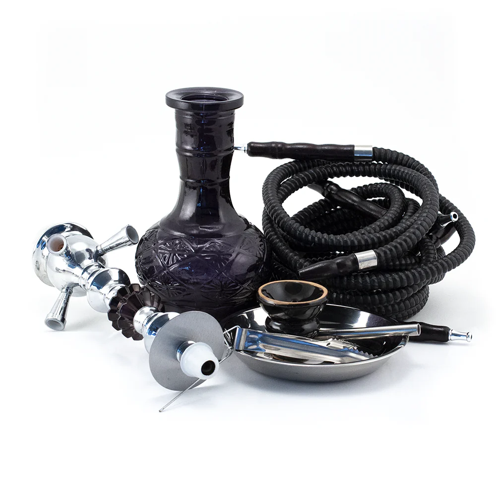 HOOKAH - 4 HOSE - 51CM - BLACK METAL N' GLASS - Image 3