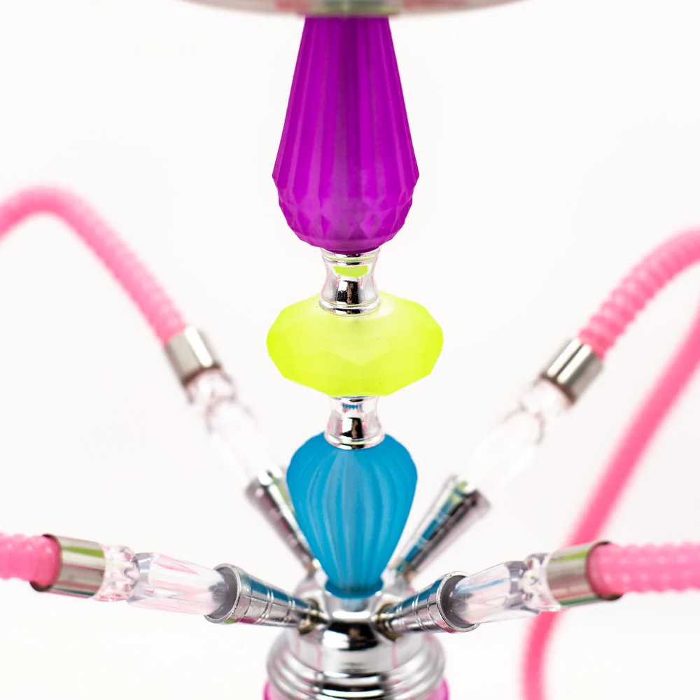 Rainbow Jelly Stack Acrylic Chrome Metal Hookah [Four Hose] - Image 3