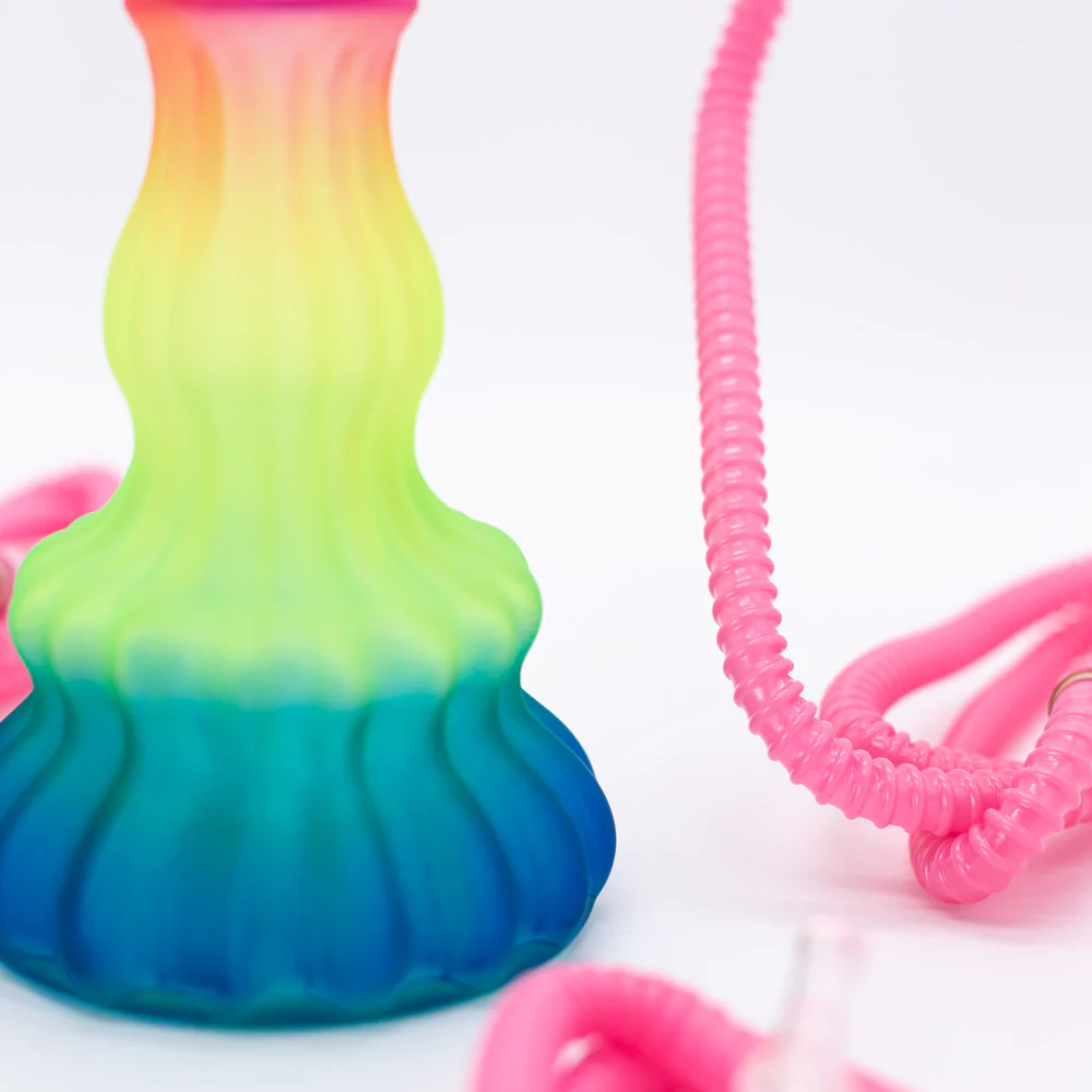 Rainbow Jelly Stack Acrylic Chrome Metal Hookah [Four Hose] - Image 4