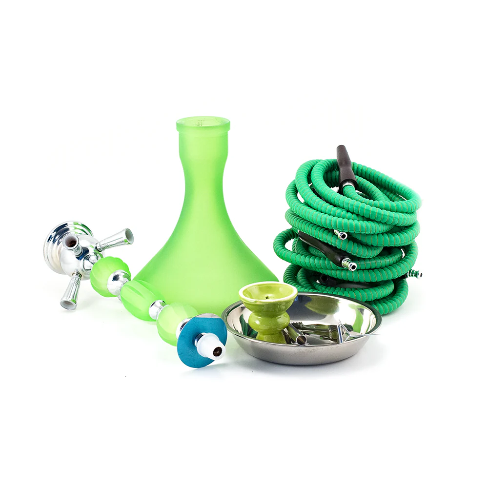 HOOKAH - 4 HOSE - 65CM - MATTE LIME GREEN & CHROME - Image 2