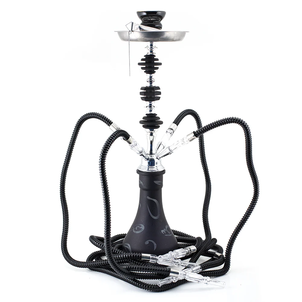4 Hose Hookah - Arabic Black and Chrome (54cm)