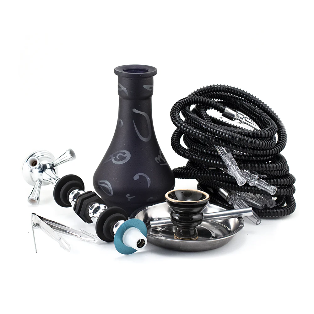 4 Hose Hookah - Arabic Black and Chrome (54cm) - Image 2