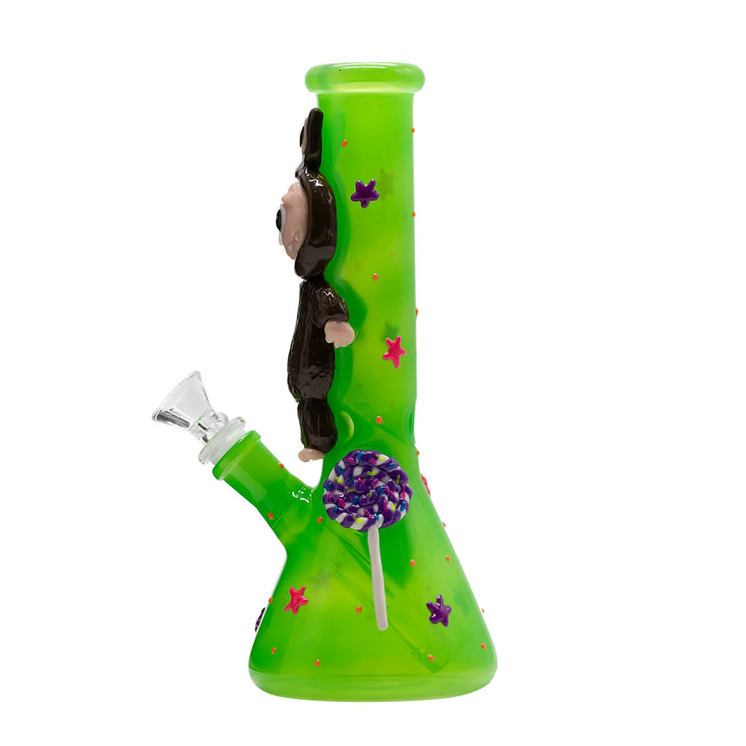 Green Bong with Brown Lafufu - Glass Bong - Image 2