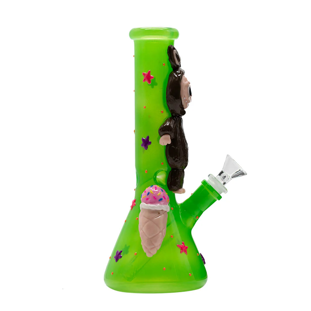 Green Bong with Brown Lafufu - Glass Bong - Image 4