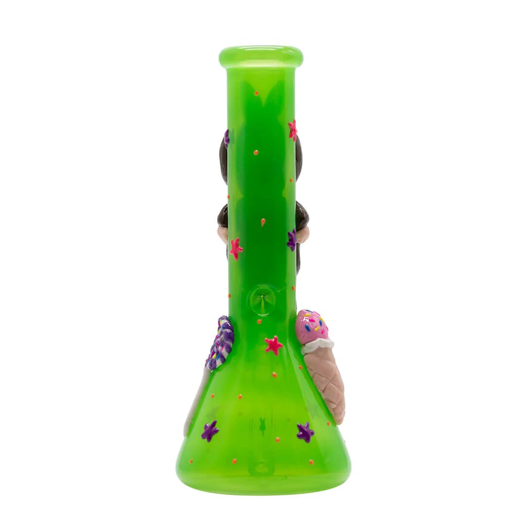 Green Bong with Brown Lafufu - Glass Bong - Image 5