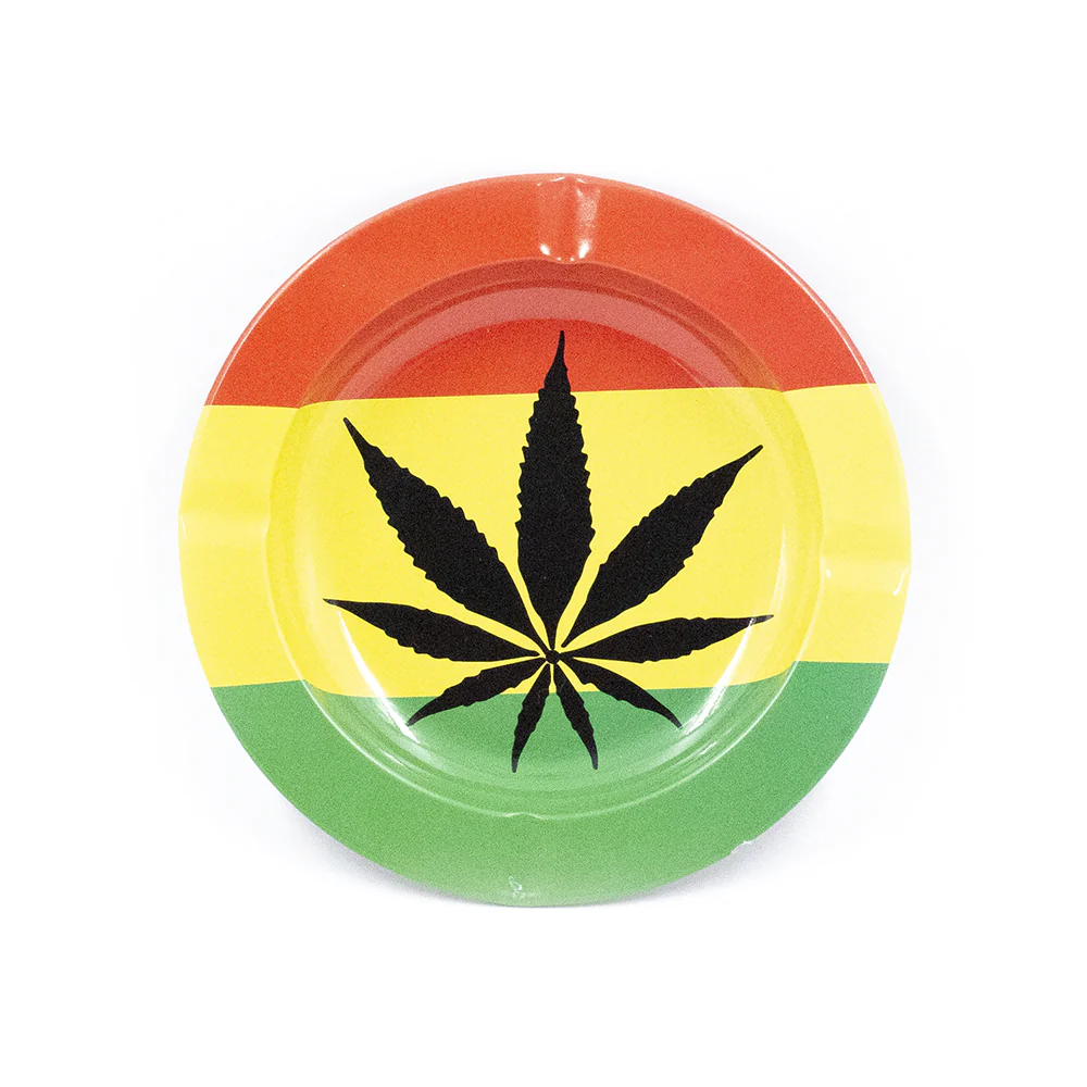 METAL ASHTRAY - RASTA WEED LEAF