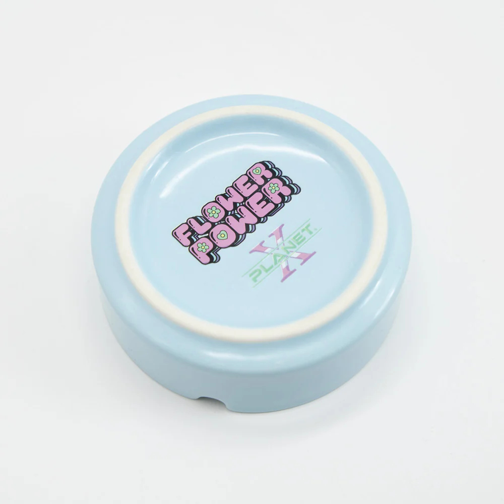 Pale Blue Checkers Ceramic Ashtray - Image 3