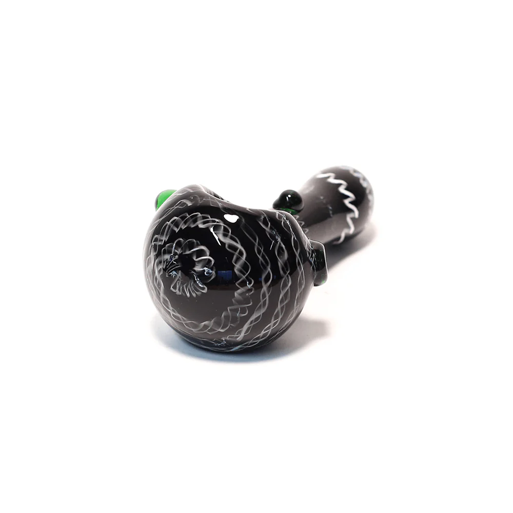 PIPE - GLASS DRY BLACK BASE W WHITE SWIRLING LINES - Image 2