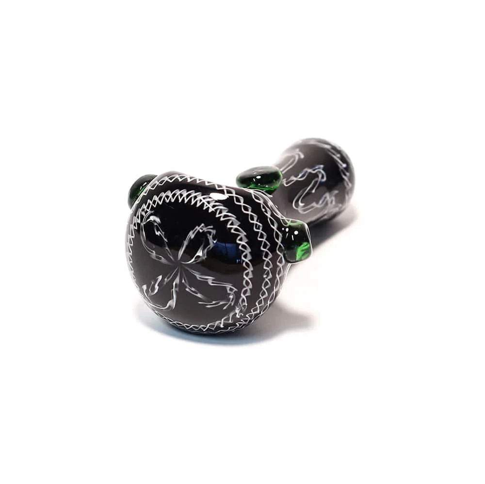 PIPE - GLASS DRY BLACK BASE W WHITE SWIRLING LINES - Image 3