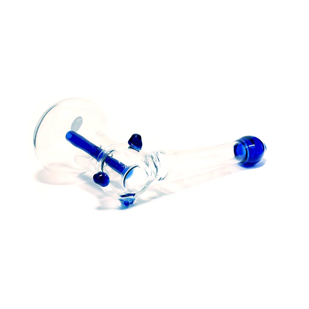 PIPE - GLASS HAMMER PIPE BLUE TIP STEM AND SHOT HOLE 10cm x 16cm - Image 3