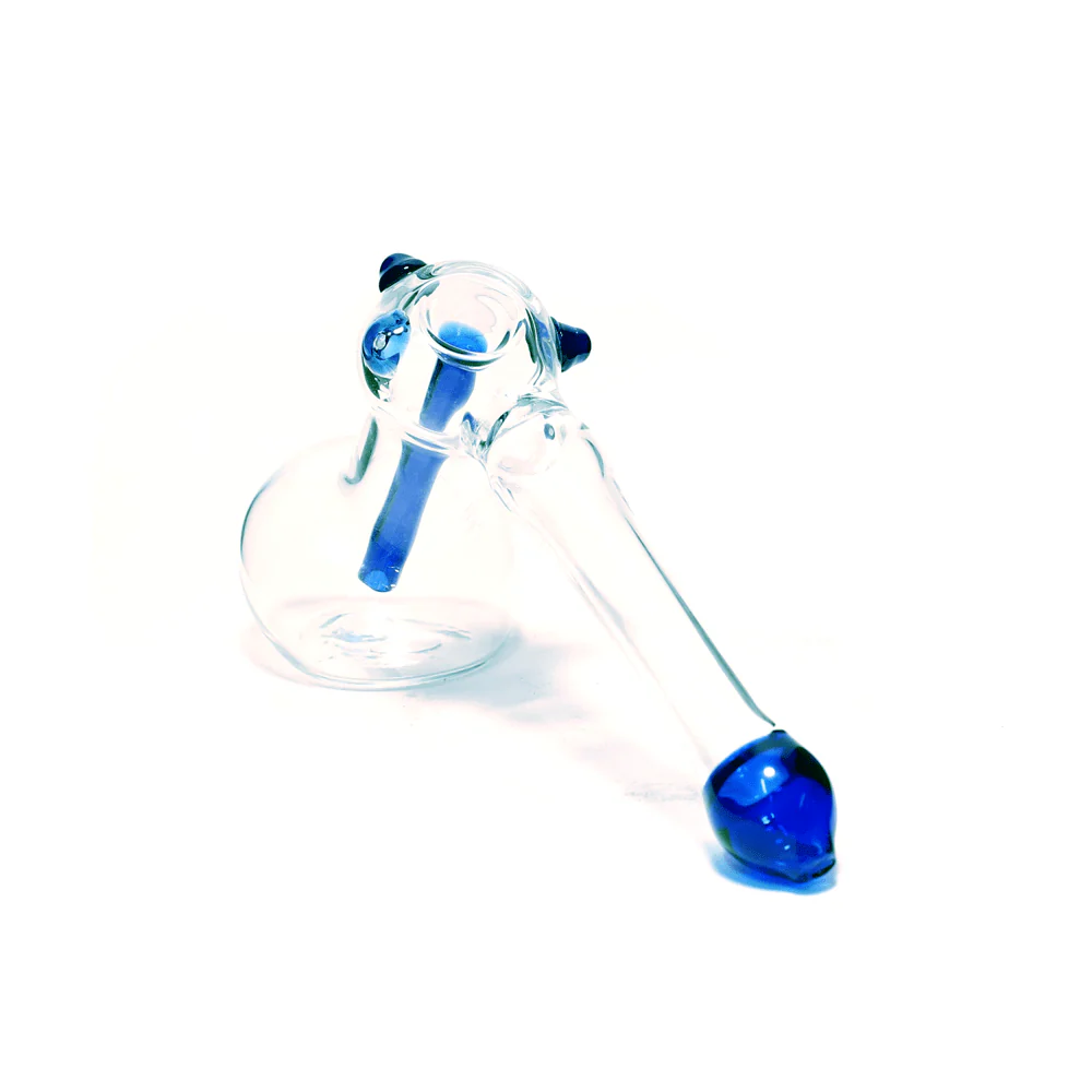 PIPE - GLASS HAMMER PIPE BLUE TIP STEM AND SHOT HOLE 10cm x 16cm - Image 4