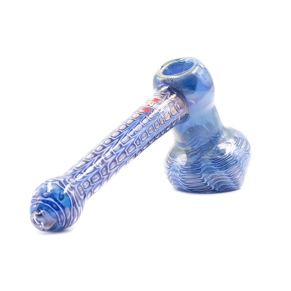 PLANET X - HAND-PAINTED BLUE GLASS HAMMER PIPE - Image 2