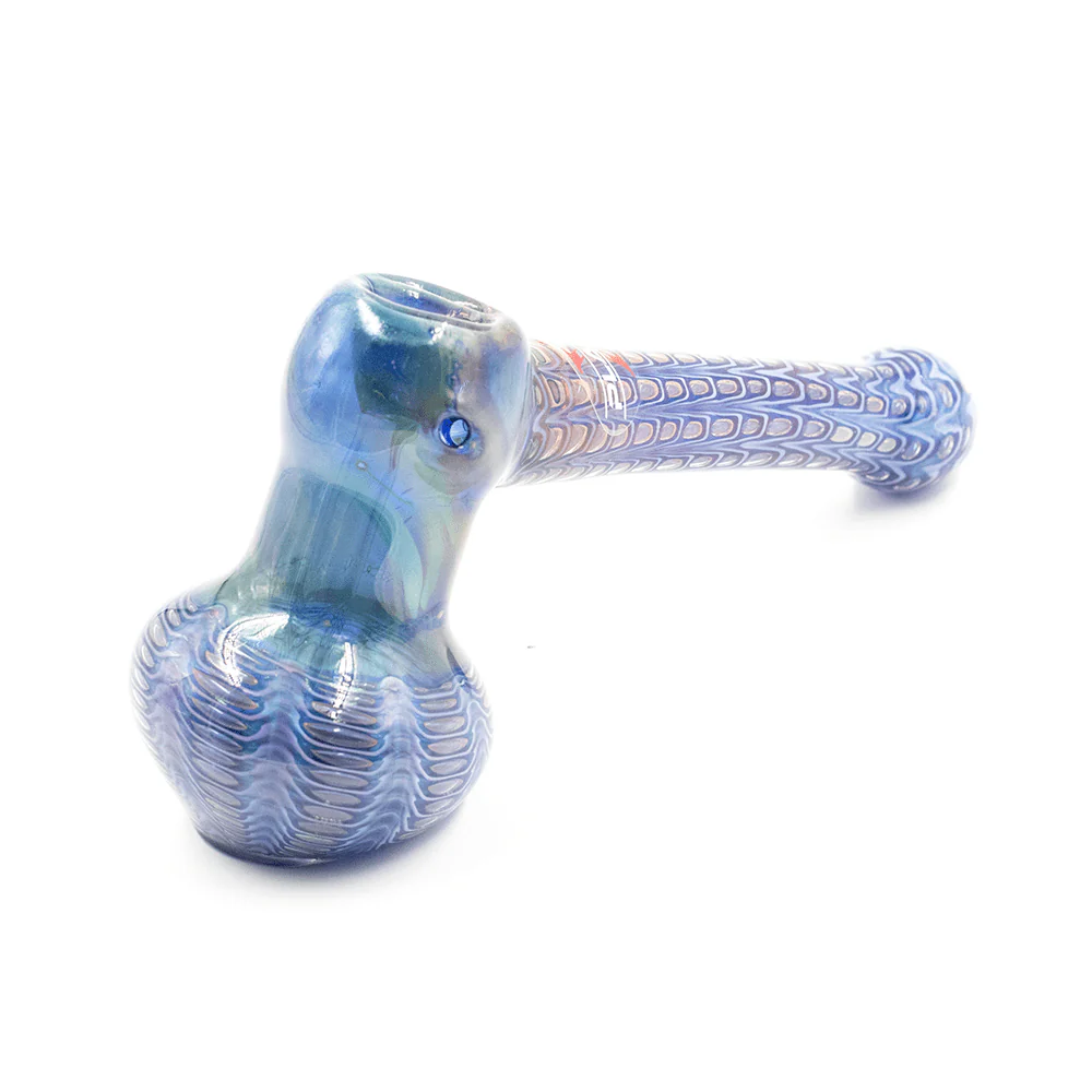PLANET X - HAND-PAINTED BLUE GLASS HAMMER PIPE - Image 3