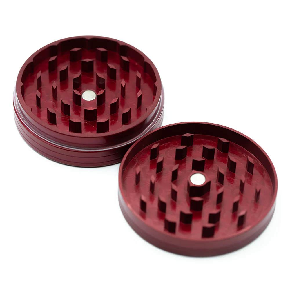 Red Two-Part Aluminium Grinder 63mm - Image 3
