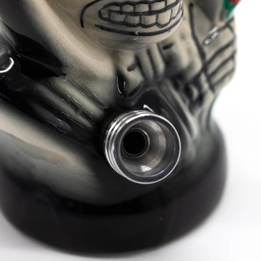 Slash Skull Ceramic Bong - Brown Hat - Image 4