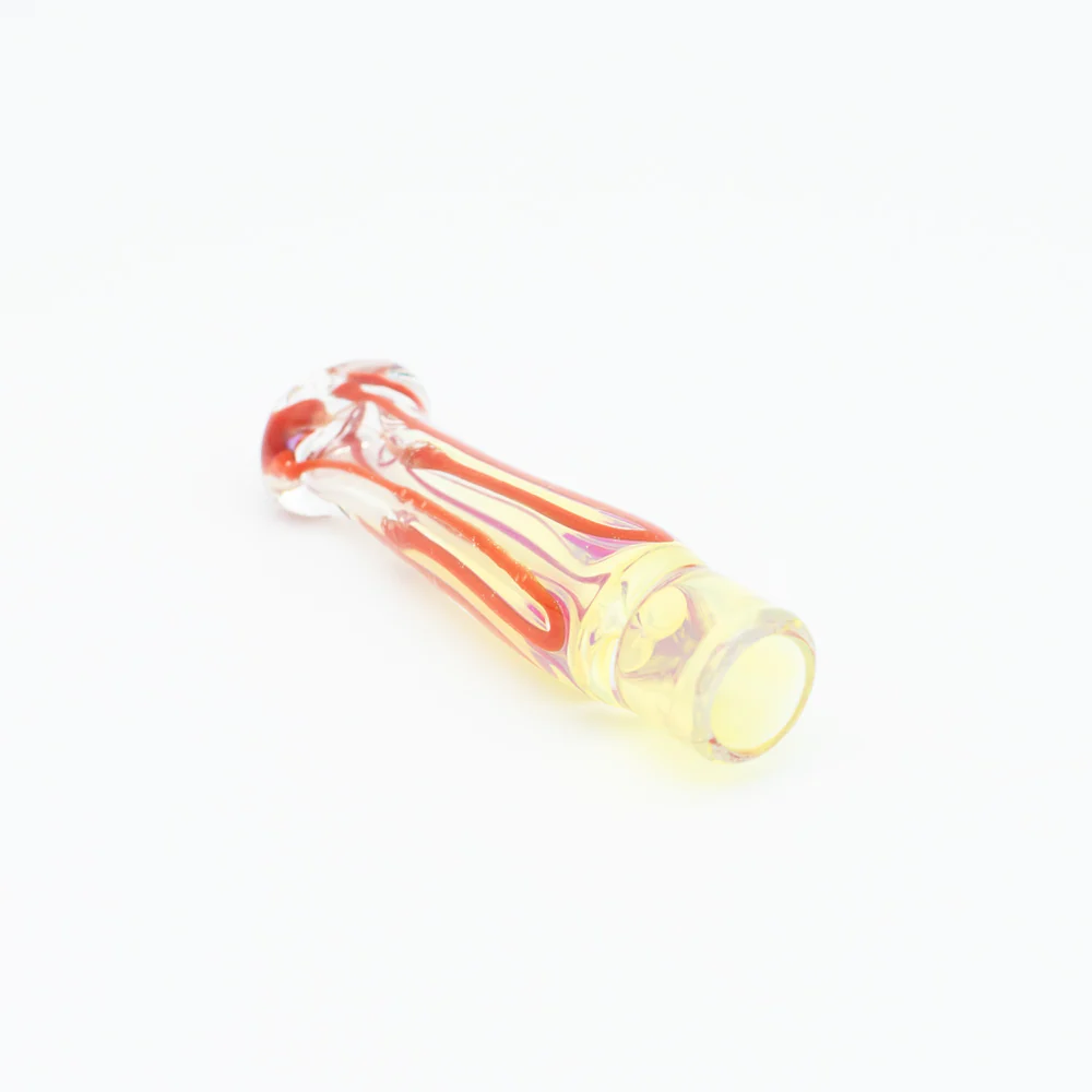 Cloudy Skies Glass Pipe One Hitter - White & Red