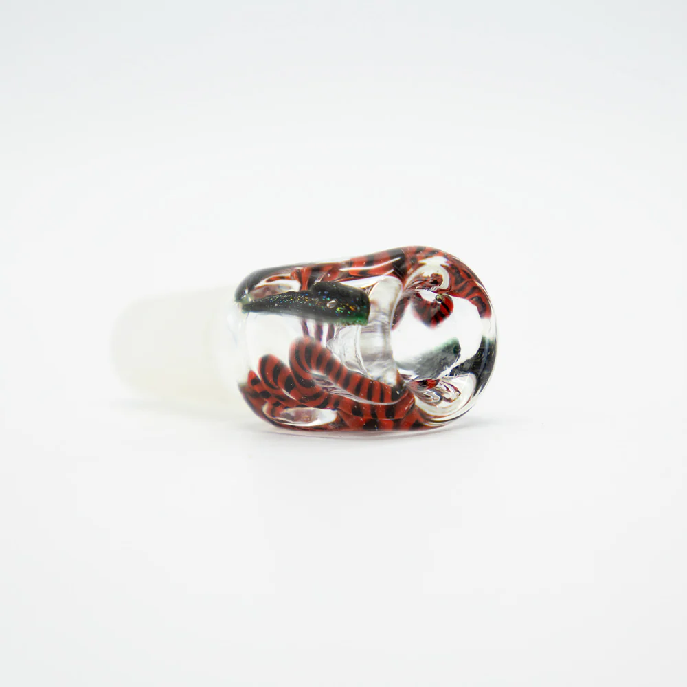 Square Swirls Glass Cone - Black & Red - 18mm - Image 2