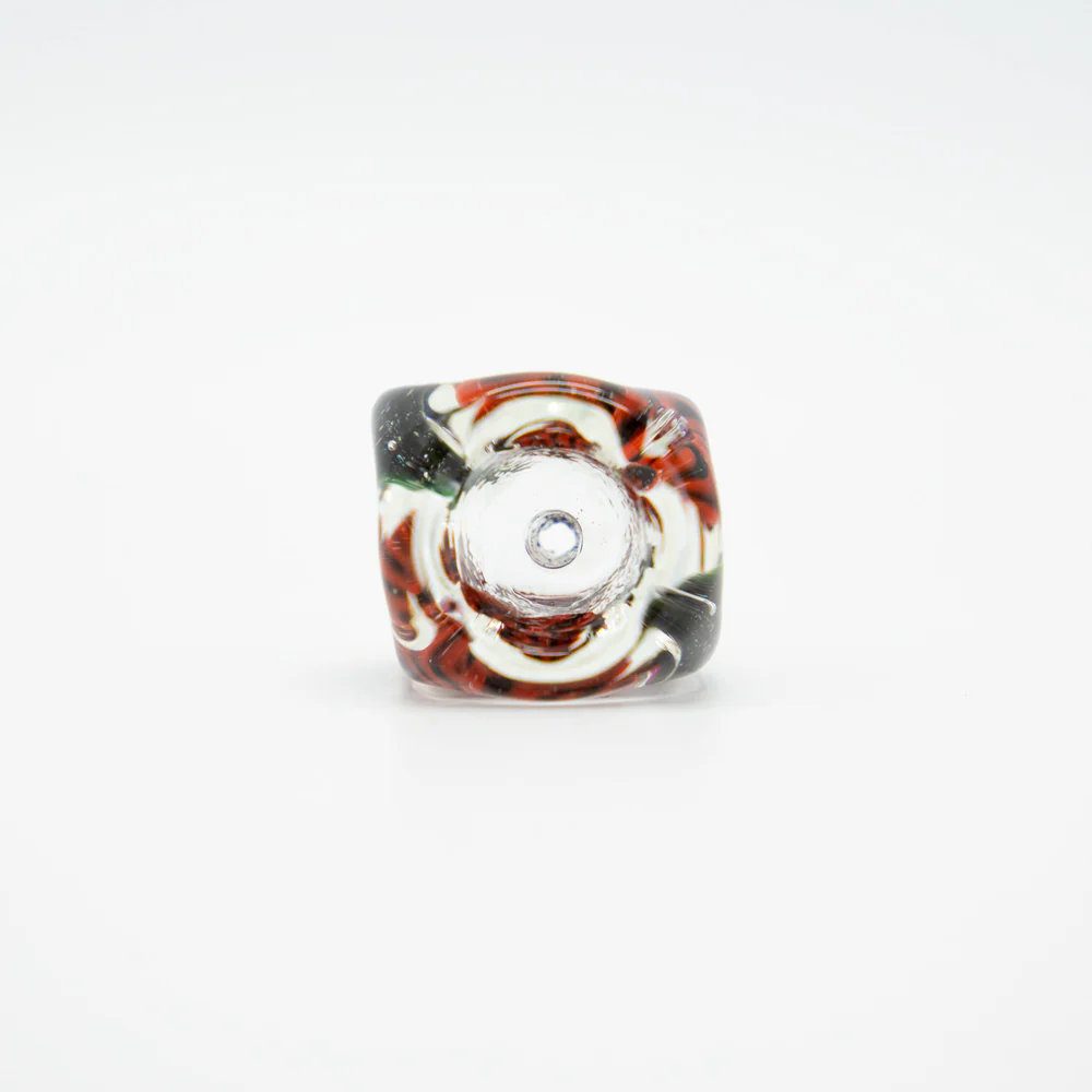 Square Swirls Glass Cone - Black & Red - 18mm - Image 3