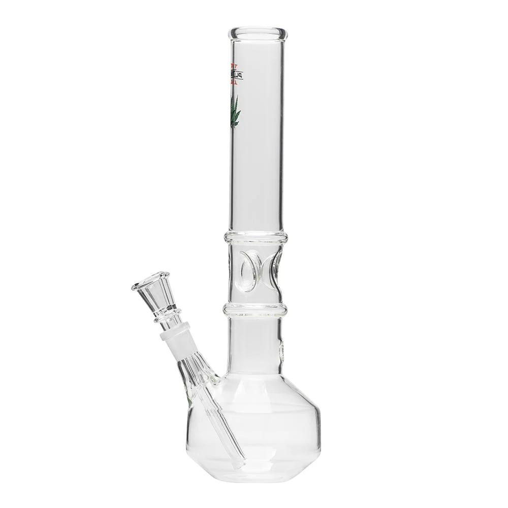 Stereo Double Cone Glass Bong - Leaf Decal - Image 2