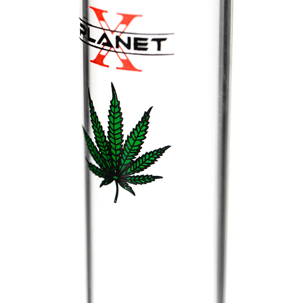 Stereo Double Cone Glass Bong - Leaf Decal - Image 3