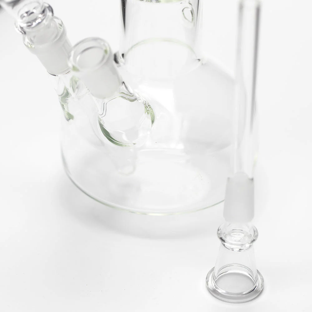 Stereo Double Cone Glass Bong - Leaf Decal - Image 4