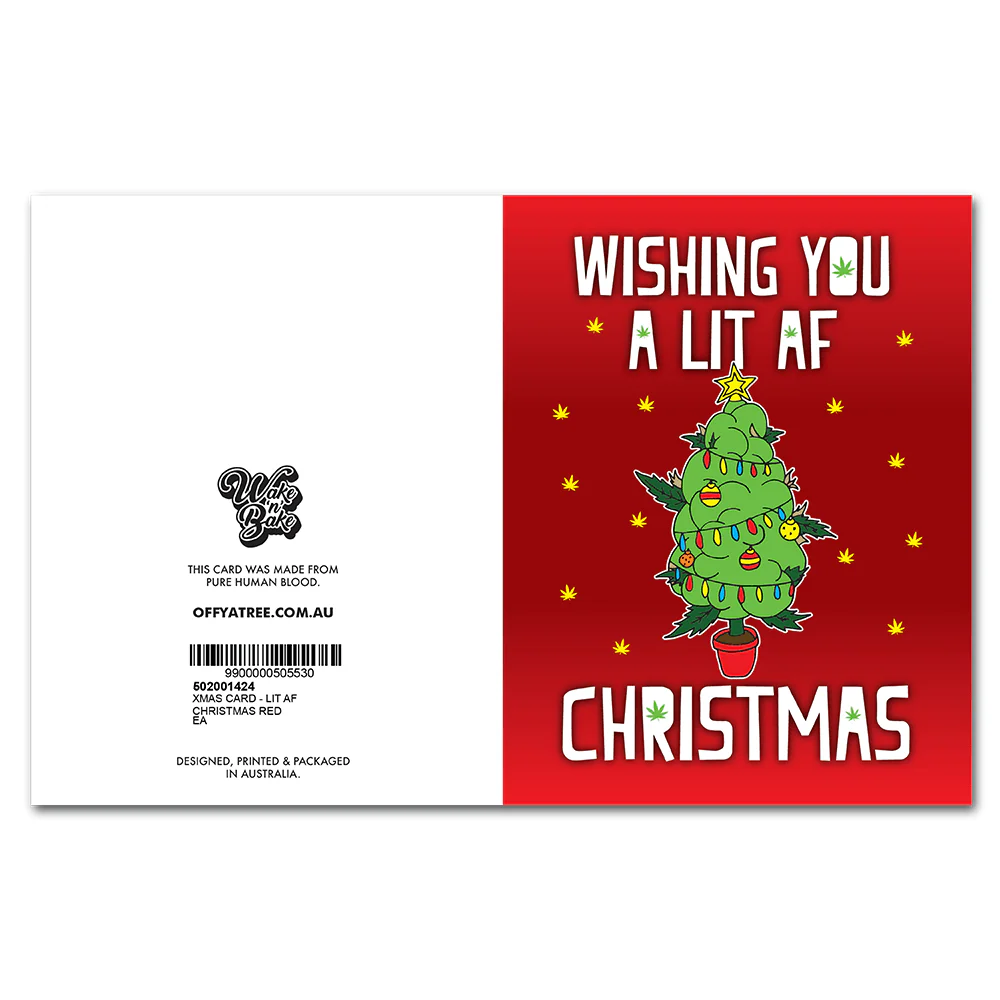 WAKE 'N' BAKE | LIT AF CHRISTMAS XMAS GREETING CARD - Image 3
