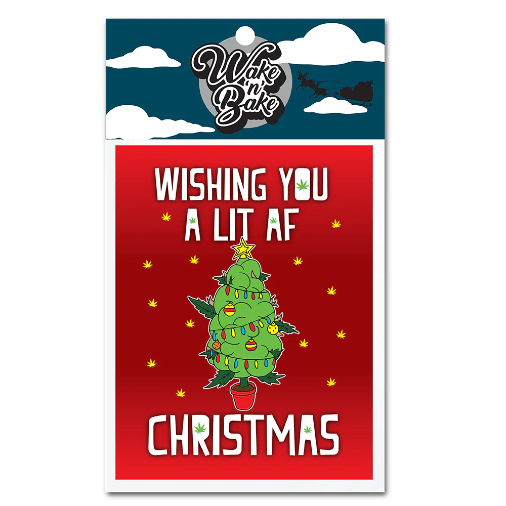 WAKE 'N' BAKE | LIT AF CHRISTMAS XMAS GREETING CARD - Image 4