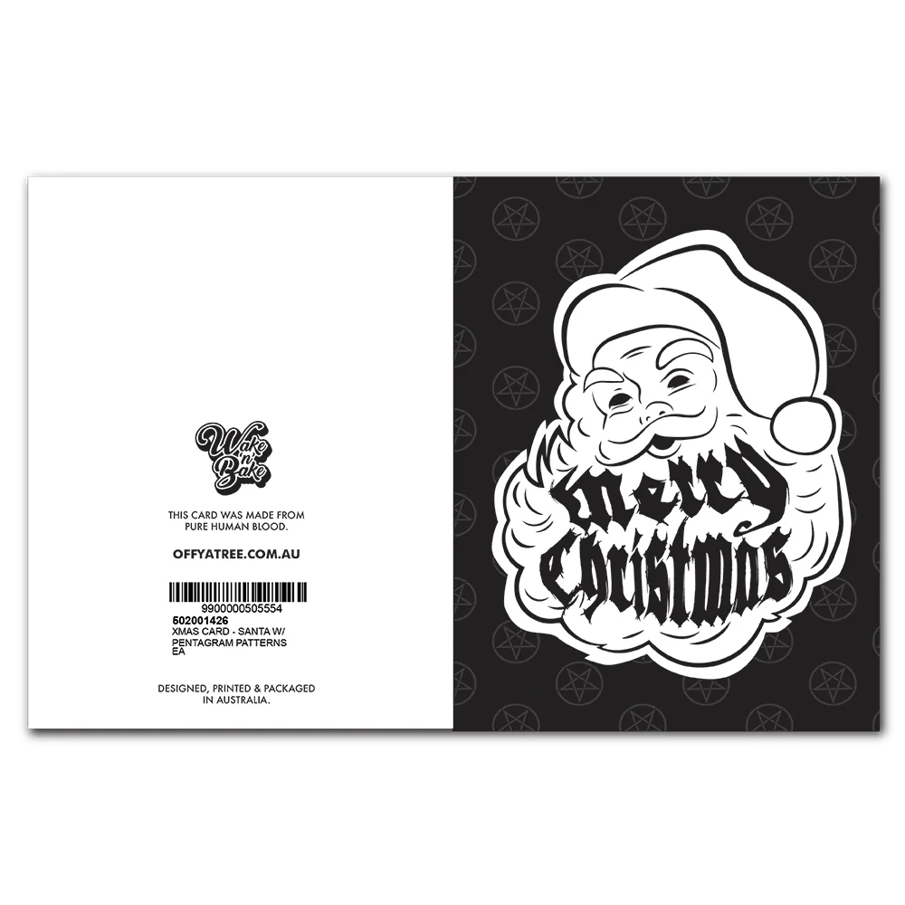 WAKE 'N' BAKE | SANTA W/ PENTAGRAM XMAS GREETING CARD - Image 3