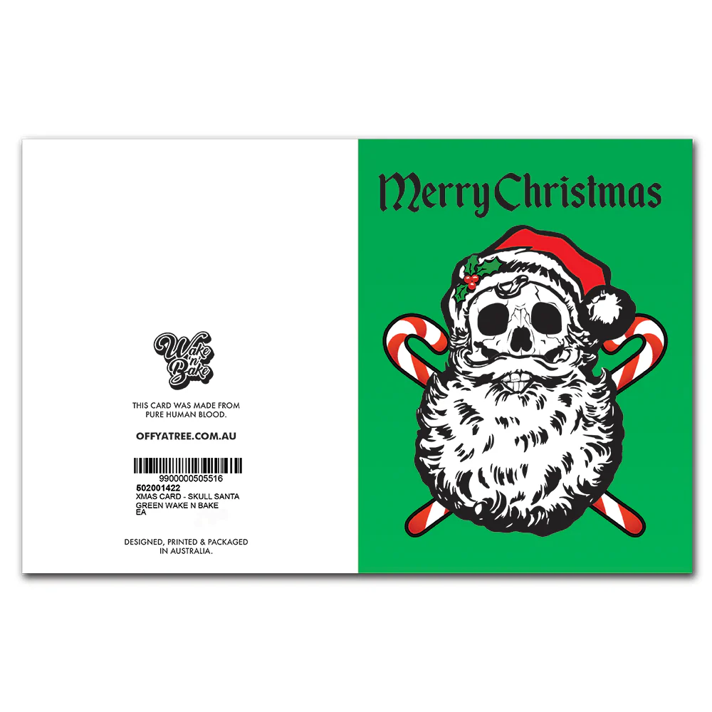 WAKE 'N' BAKE | SKULL SANTA XMAS GREETING CARD - Image 3