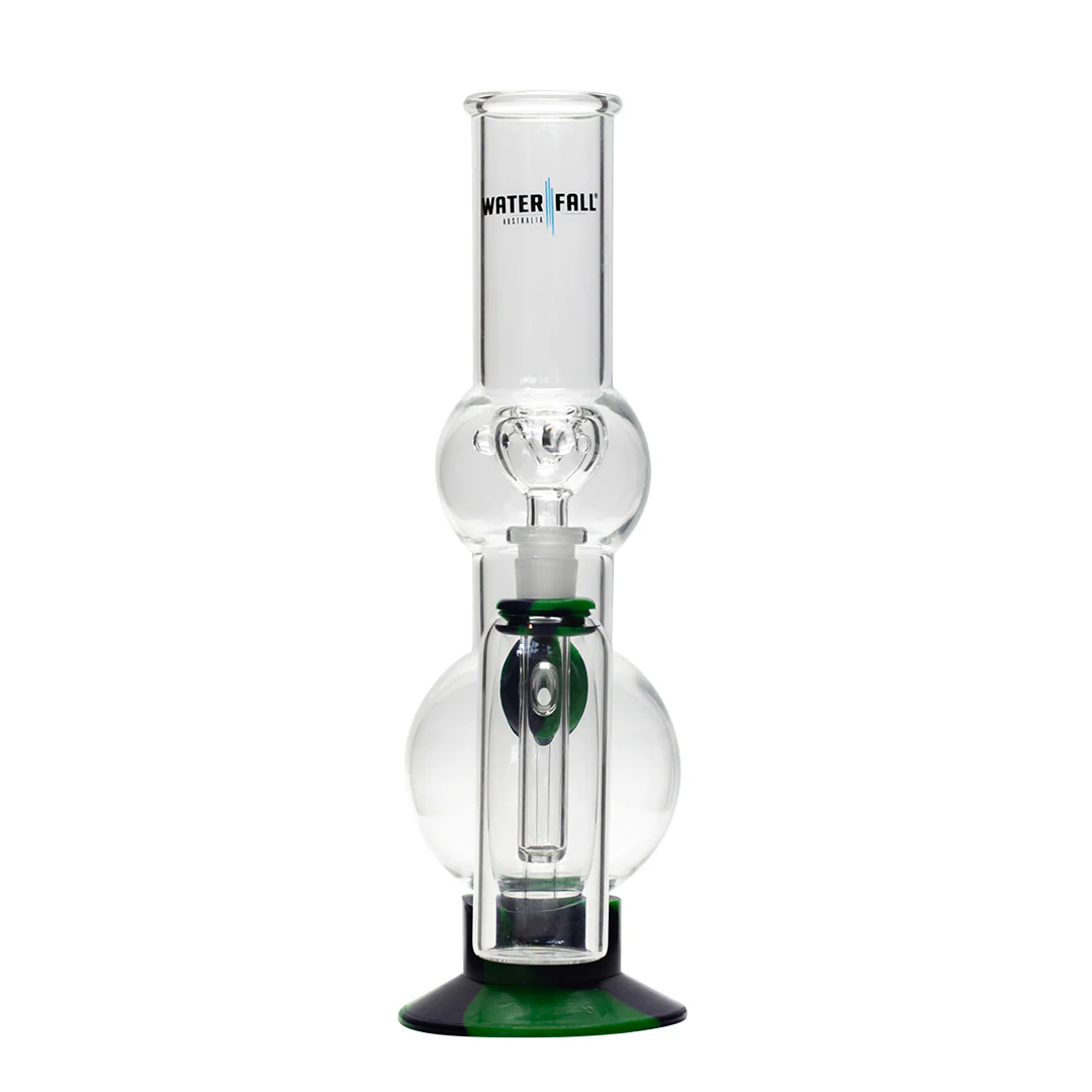 Waterfall Beano Highbrid Series Glass Bong with Ash Catcher - Green/Blue - Image 5