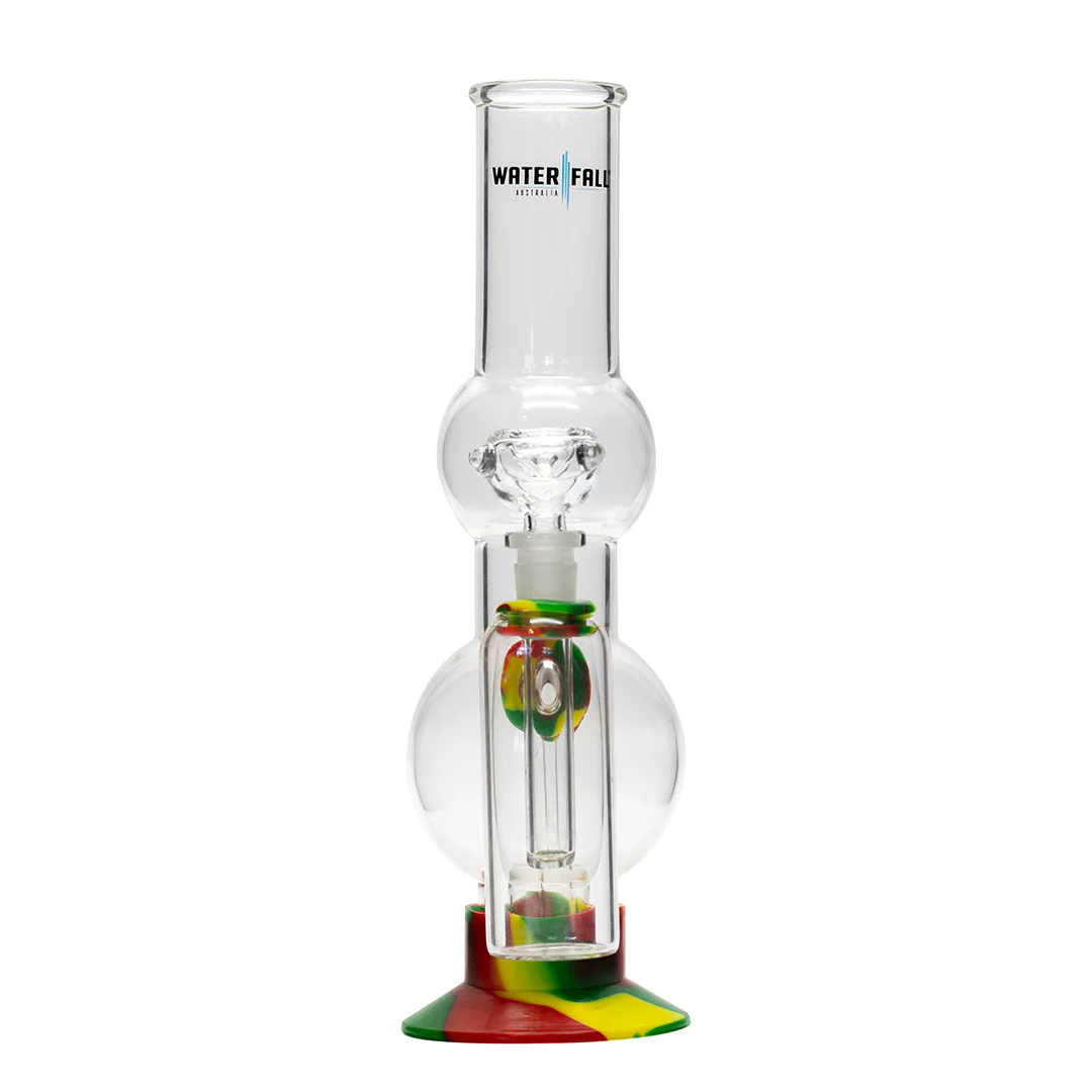 Waterfall Beano Highbrid Series Glass Bong with Ash Catcher - Rasta - Image 5