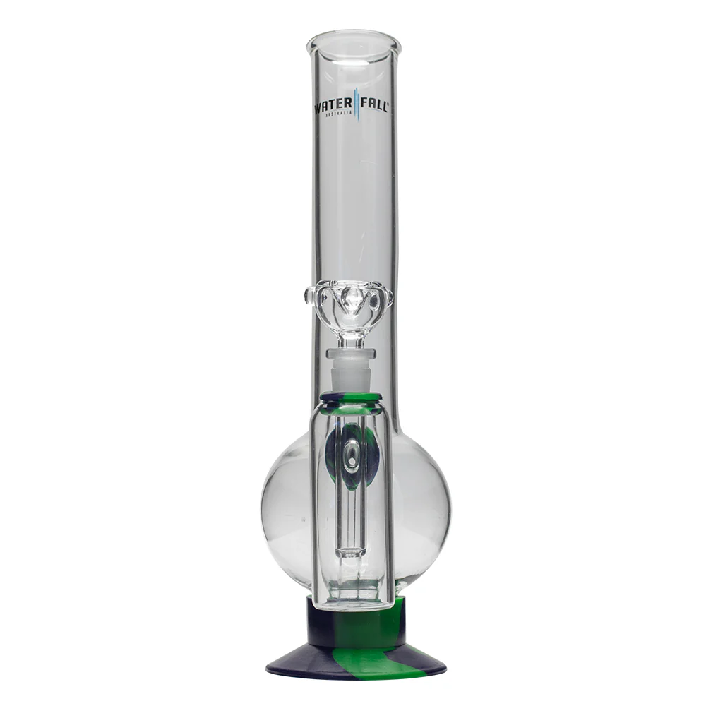 Waterfall Supernova Highbrid Series Glass Bong With Ash Catcher - Green/Blue - Image 5