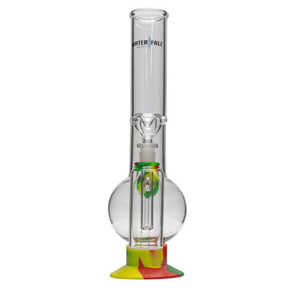 Waterfall Supernova Highbrid Series Glass Bong With Ash Catcher - Rasta - Image 5